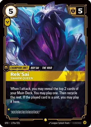 Rek'Sai - Swarm Queen (Alternate Art) (170a/221) - Spiritforged Foil - Spiritforged - Card Brawlers | Quebec | Canada |
