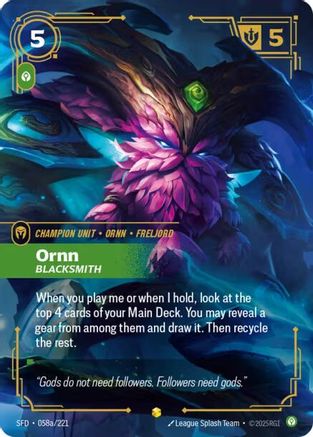 Ornn - Blacksmith (Alternate Art) (058a/221) - Spiritforged Foil - Spiritforged - Card Brawlers | Quebec | Canada |