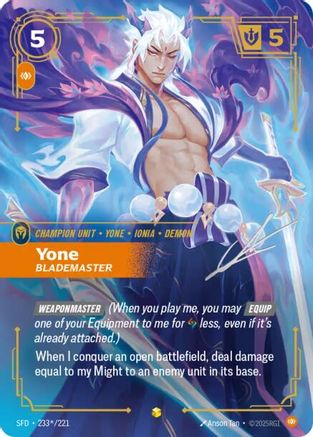 Yone - Blademaster (Signature) (233*/221) - Spiritforged Foil - Spiritforged - Card Brawlers | Quebec | Canada |
