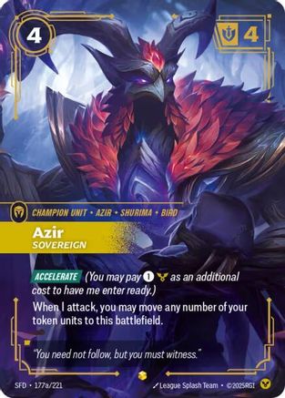 Azir - Sovereign (Alternate Art) (177a/221) - Spiritforged Foil - Spiritforged - Card Brawlers | Quebec | Canada |