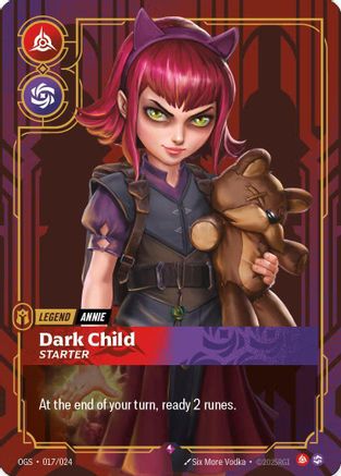 Annie - Dark Child (Metal) (017/024) - Riftbound Organized Play Promotional Cards Foil - Riftbound Organized Play Promotional Cards - Card Brawlers | Quebec | Canada |