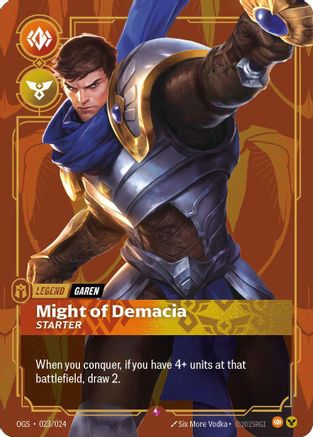 Garen - Might of Demacia (Metal) (023/024) - Riftbound Organized Play Promotional Cards Foil - Riftbound Organized Play Promotional Cards - Card Brawlers | Quebec | Canada |