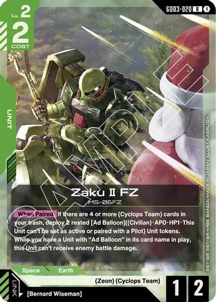 Zaku II FZ (GD03-020) - Steel Requiem Holofoil
