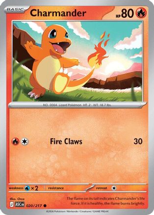 Charmander (020/null) - Reverse Holofoil [ME Ascended Heroes] - ME: Ascended Heroes - Card Brawlers | Quebec | Canada |