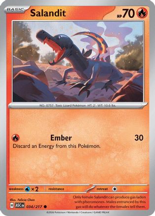 Salandit (034/null) - Reverse Holofoil [ME Ascended Heroes] - ME: Ascended Heroes - Card Brawlers | Quebec | Canada |