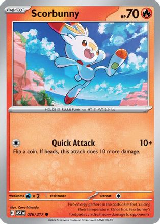 Scorbunny (036/217) - Reverse Holofoil [ME Ascended Heroes] - ME: Ascended Heroes - Card Brawlers | Quebec | Canada |