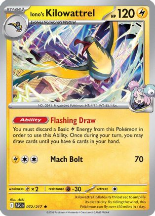 Iono's Kilowattrel (072/null) - Holofoil [ME Ascended Heroes] - ME: Ascended Heroes - Card Brawlers | Quebec | Canada |