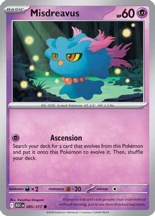 Misdreavus (085/217) - Reverse Holofoil [ME Ascended Heroes] - ME: Ascended Heroes - Card Brawlers | Quebec | Canada |