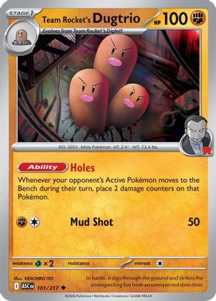 Team Rocket's Dugtrio (101/217) - Reverse Holofoil [ME Ascended Heroes] - ME: Ascended Heroes - Card Brawlers | Quebec | Canada |