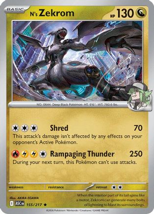 N's Zekrom (155/null) - Reverse Holofoil [ME Ascended Heroes] - ME: Ascended Heroes - Card Brawlers | Quebec | Canada |