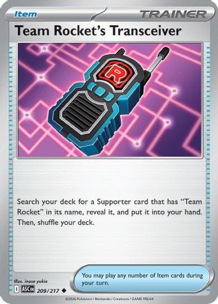 Team Rocket's Transceiver (209/217) [ME Ascended Heroes] - ME: Ascended Heroes - Card Brawlers | Quebec | Canada |