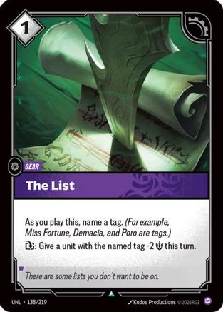 The List (138/219) - Unleashed - Unleashed - Card Brawlers | Quebec | Canada |