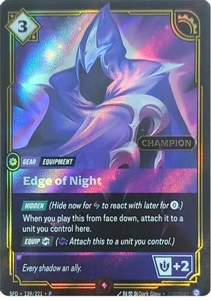 Edge of Night (Champion) (139/221) - Riftbound Organized Play Promotional Cards Foil - Riftbound Organized Play Promotional Cards - Card Brawlers | Quebec | Canada |