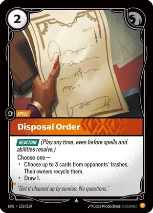 Disposal Order (103/219) - Unleashed Foil - Unleashed - Card Brawlers | Quebec | Canada |