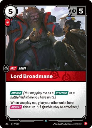 Lord Broadmane (012/219) - Unleashed - Unleashed - Card Brawlers | Quebec | Canada |
