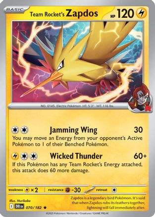 Team Rocket's Zapdos (070/182) [Deck Exclusives]