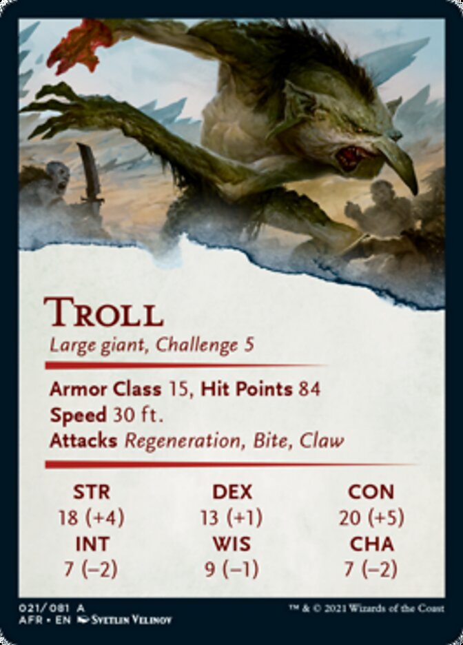 Troll Art Card (Gold-Stamped Signature) [Dungeons & Dragons: Adventures in the Forgotten Realms Art Series] - Magic: The Gathering - Card Brawlers | Quebec | Canada |