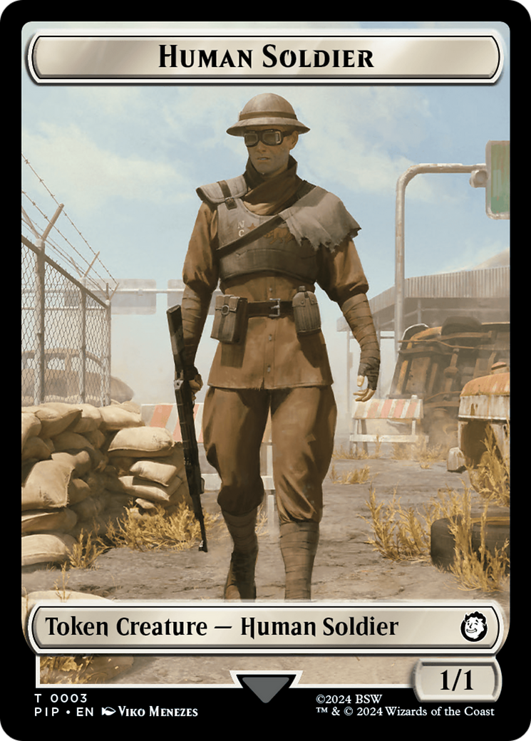 Settlement // Human Soldier Double-Sided Token [Fallout Tokens] - Magic: The Gathering - Card Brawlers | Quebec | Canada |