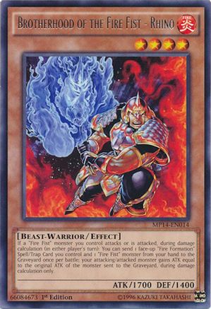 Brotherhood of the Fire Fist - Rhino [MP14-EN014] Rare - Yu-Gi-Oh! - Card Brawlers | Quebec | Canada |