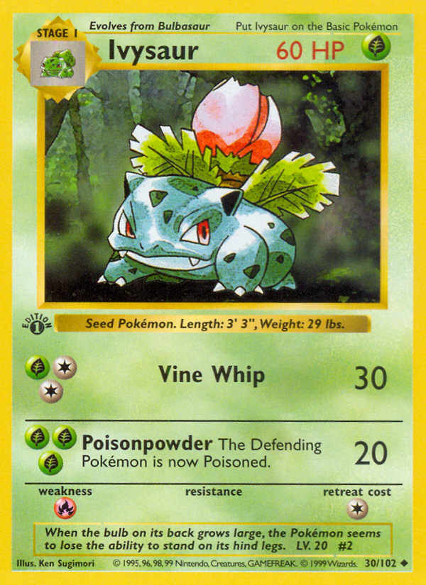 Ivysaur (30/102) (Shadowless) [Base Set 1st Edition] - Pokémon - Card Brawlers | Quebec | Canada |