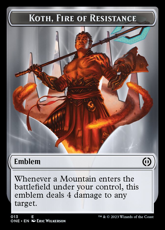 Rebel // Koth, Fire of Resistance Emblem Double-Sided Token [Phyrexia: All Will Be One Tokens] - Magic: The Gathering - Card Brawlers | Quebec | Canada |