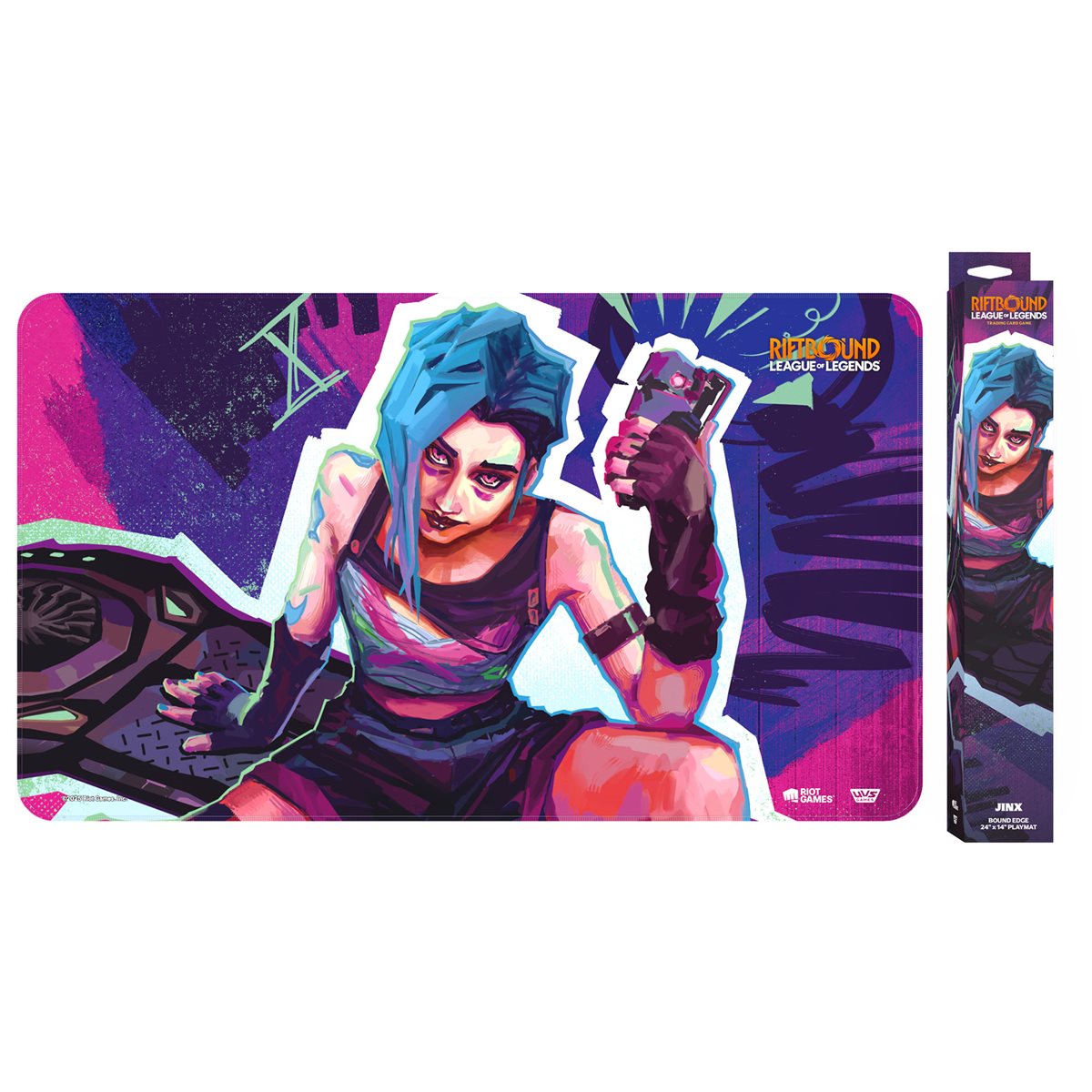 League of Legends: Riftbound TCG - Bound Edge Playmat 24" x 14" - Jinx - UVS - Card Brawlers | Quebec | Canada |