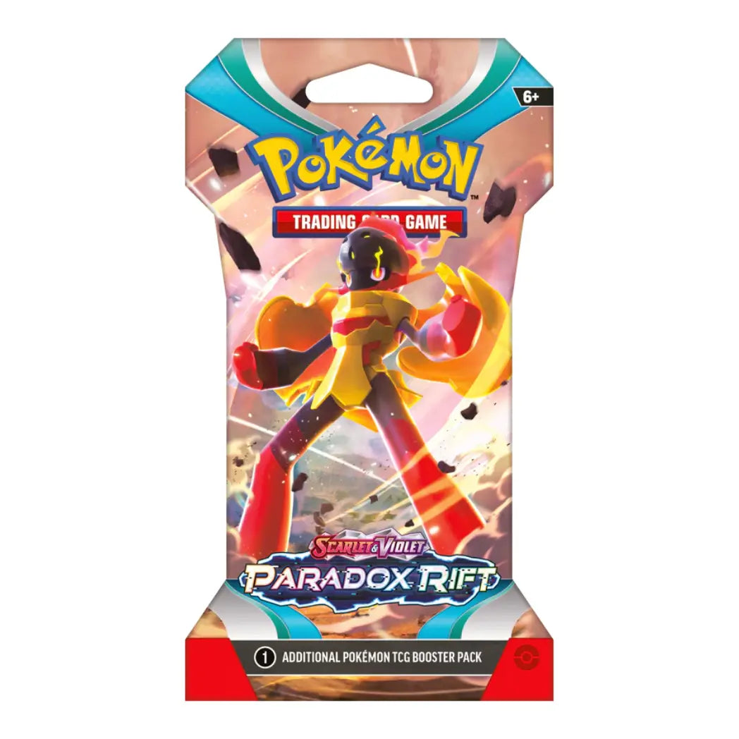 Pokémon Paradox Rift blister pack featuring Armarouge against a tan and orange rocky landscape background.
