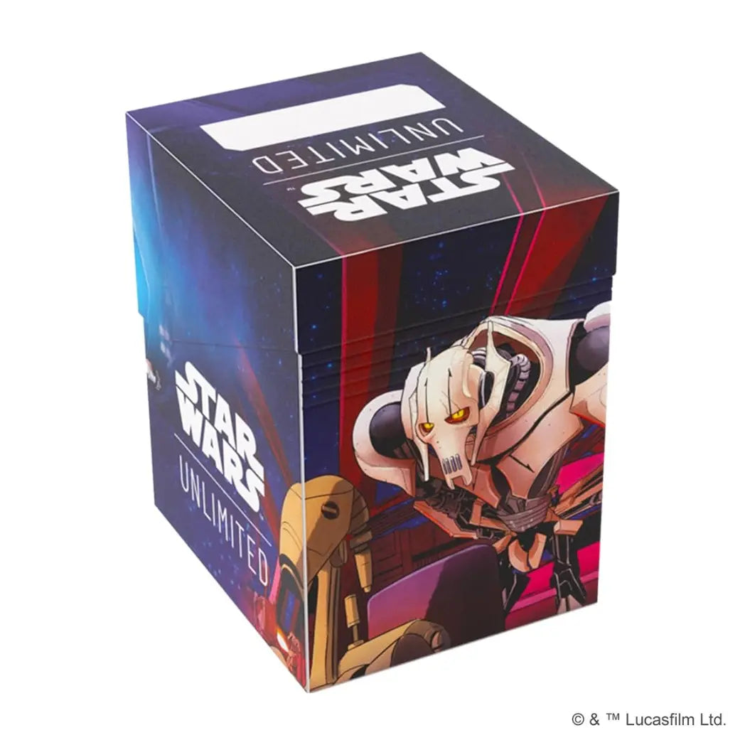 General Grievous Soft Crate featuring the character and Battle Droids against a dark blue and red space background.
