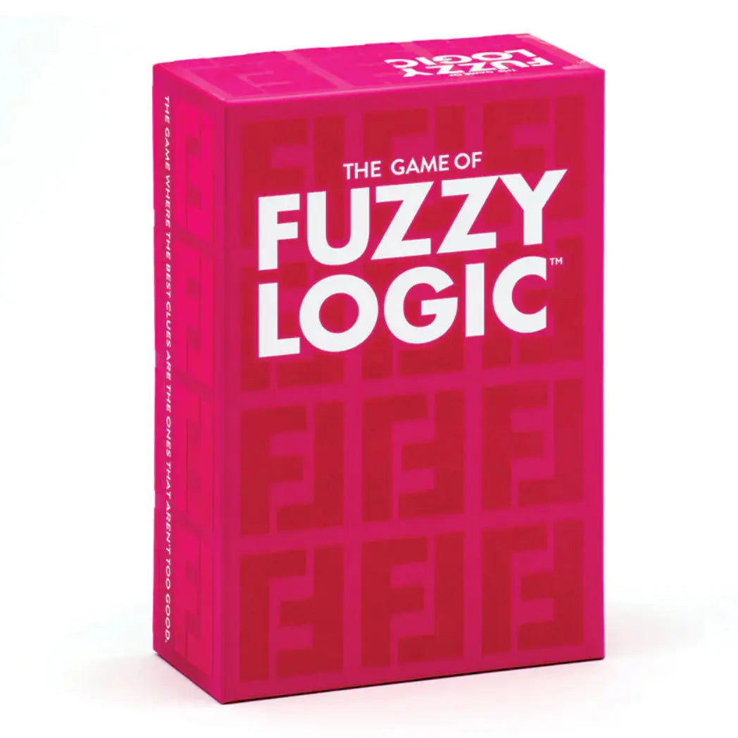 The Game of Fuzzy Logic box featuring bold white text over a vibrant pink background with subtle, repeating "F" patterns.