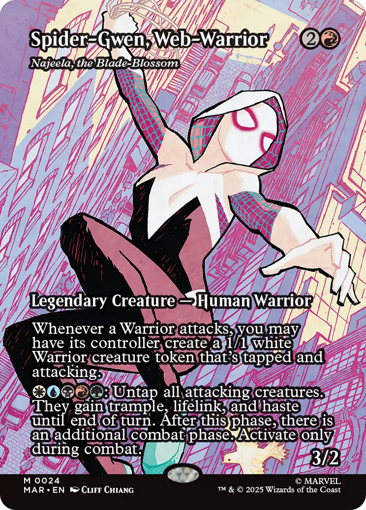 Spider-Gwen, Web-Warrior - Najeela, the Blade-Blossom [Marvel Universe: Eternal-Legal] - Magic: The Gathering - Card Brawlers | Quebec | Canada |