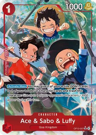 Ace & Sabo & Luffy (Alternate Art) (OP13-007) - Carrying On His Will Foil - Card Brawlers