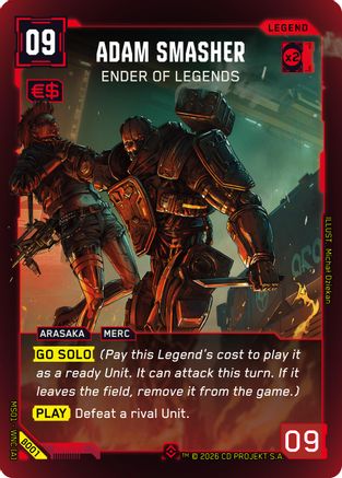 Adam Smasher - Ender of Legends (Epic) (B001) - Welcome to Night City Beta Foil - Card Brawlers