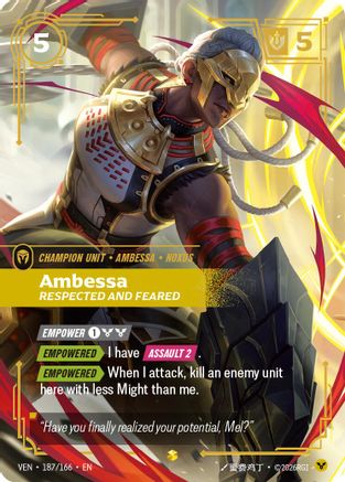 Ambessa - Respected and Feared (Overnumbered) (187/166) - Vendetta Foil - Card Brawlers