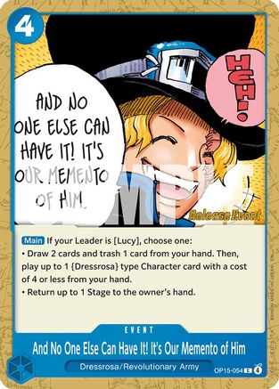 And No One Else Can Have It! It's Our Memento of Him (OP15-054) - Adventure on Kami's Island Release Event Cards - Card Brawlers