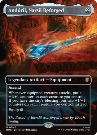 Anduril, Narsil Reforged (Borderless) (HOC-040) - The Hobbit: Eternal-Legal Foil - Card Brawlers