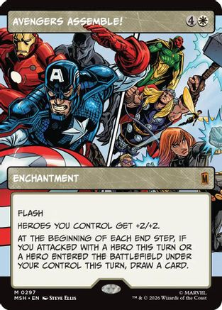 Avengers Assemble! (Borderless) (0297) (MSH-297) - Marvel Super Heroes Foil - Card Brawlers
