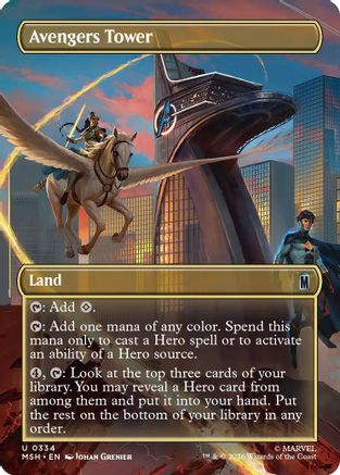 Avengers Tower (Borderless) (MSH-334) - Marvel Super Heroes Foil - Card Brawlers
