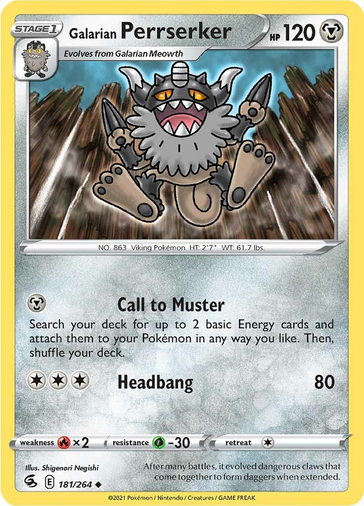 Galarian Perrserker (181/264) [Sword & Shield: Fusion Strike] - Pokémon - Card Brawlers | Quebec | Canada |
