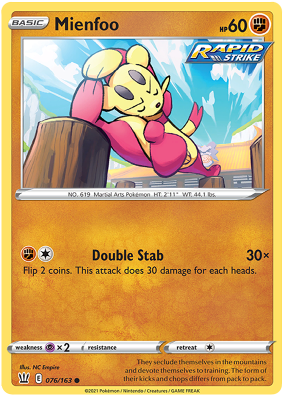 Mienfoo (076/163) [Sword & Shield: Battle Styles] - Pokémon - Card Brawlers | Quebec | Canada |