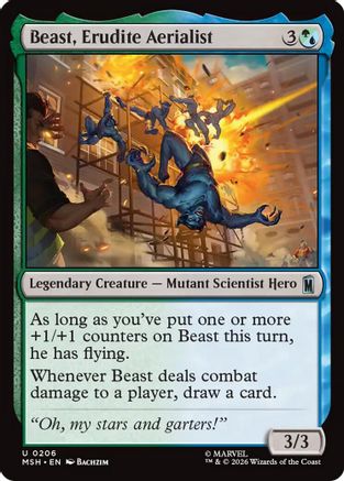 Beast, Erudite Aerialist (MSH-206) - Marvel Super Heroes Foil - Card Brawlers