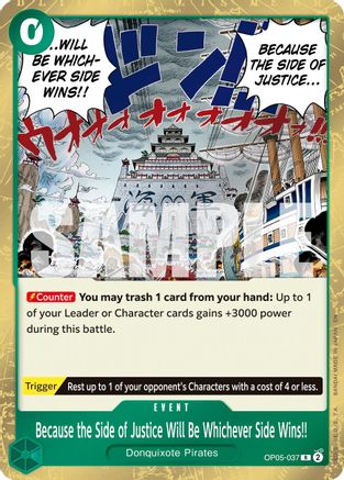 Because the Side of Justice Will Be Whichever Side Wins!! (Reprint) (OP05-037) - Premium Booster -The Best- Vol. 2 Foil - Card Brawlers