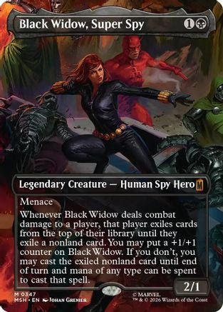 Black Widow, Super Spy (Borderless) (0347) (MSH-347) - Marvel Super Heroes - Card Brawlers