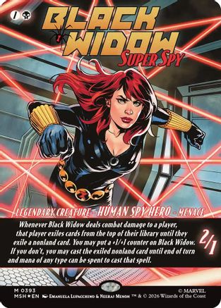 Black Widow, Super Spy (Borderless) (0393) (MSH-393) - Marvel Super Heroes Foil - Card Brawlers