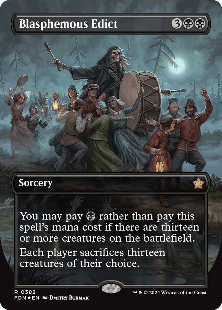 Blasphemous Edict (Borderless) (Mana Foil) [Foundations] - Card Brawlers