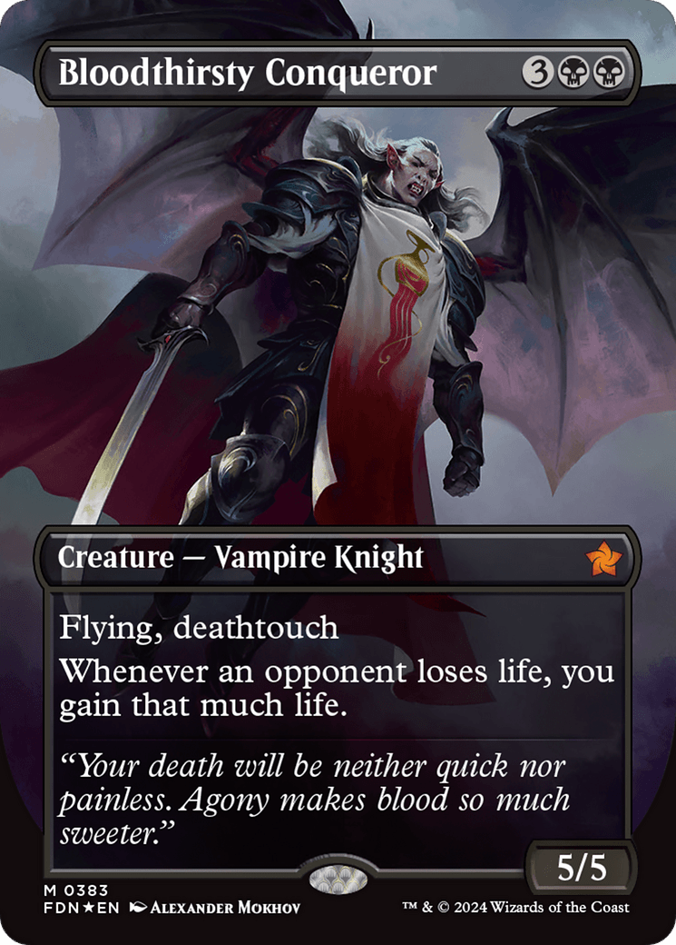 Bloodthirsty Conqueror (Borderless) (Mana Foil) [Foundations] - Card Brawlers