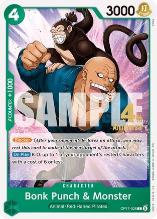 Bonk Punch & Monster (OP17-028) - The World's Strongest Warriors Release Event Cards - Card Brawlers