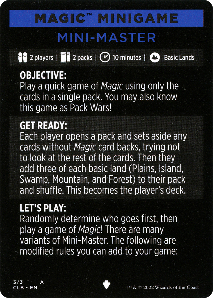 Mini-Master (Magic Minigame) [Commander Legends: Battle for Baldur's Gate Minigame] - Magic: The Gathering - Card Brawlers | Quebec | Canada |