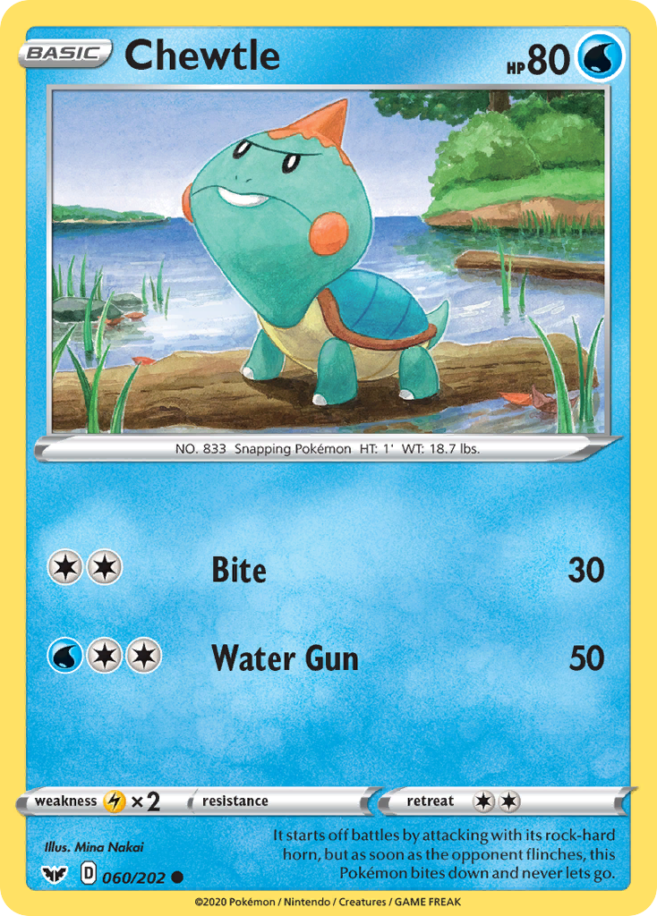 Chewtle (060/202) [Sword & Shield: Base Set] - Pokémon - Card Brawlers | Quebec | Canada |