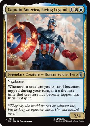 Captain America, Living Legend (MSH-210) - Marvel Super Heroes Foil - Card Brawlers