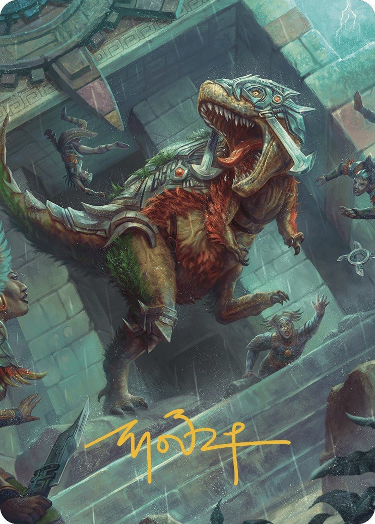 Carnage Tyrant Art Card (Gold - Stamped Signature) [The Lost Caverns of Ixalan Art Series] - Card Brawlers